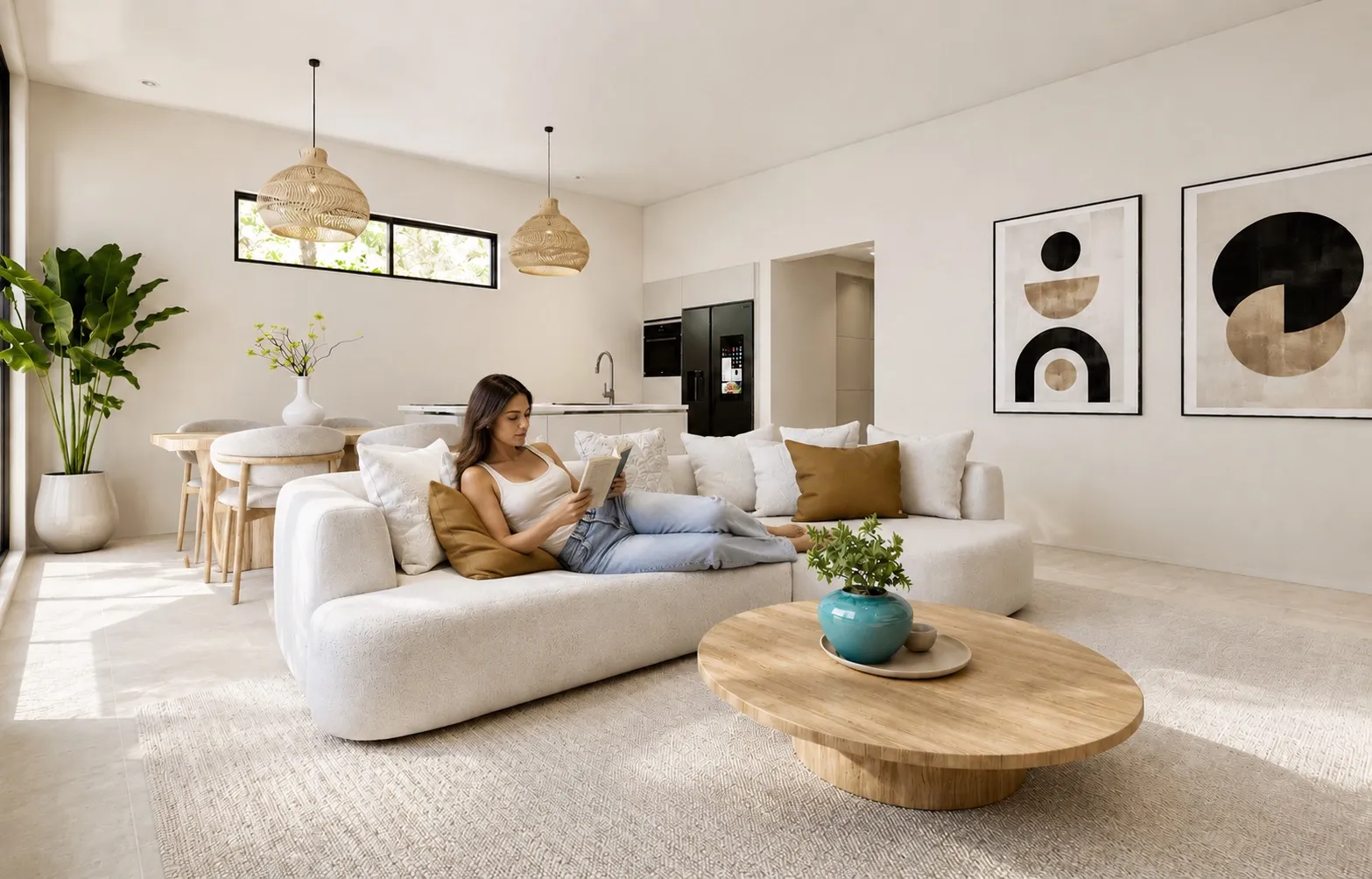 Serenity Residence ground floor apartment — open living and dining area